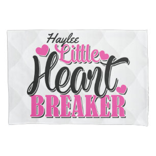 Housse D'oreillers Nom personnalisé Pink Little Heart Breaker