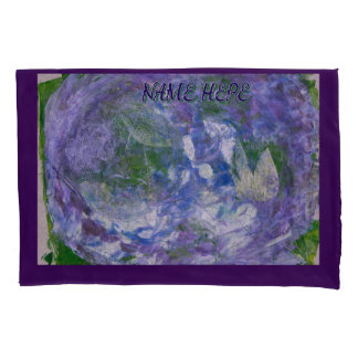 Housse D'oreillers Nom personnalisé Violet Vert Peinture Abstraite