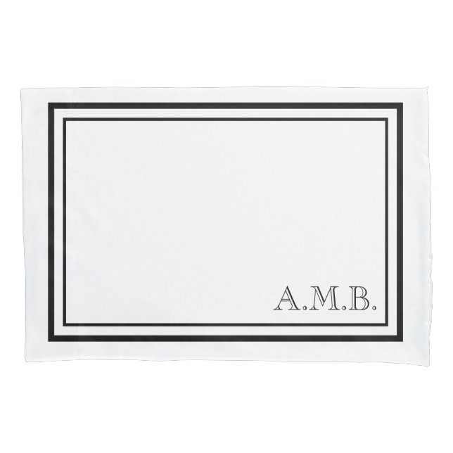 Housse D'oreillers Norme noire classique personnalisée de monogramme (devant)