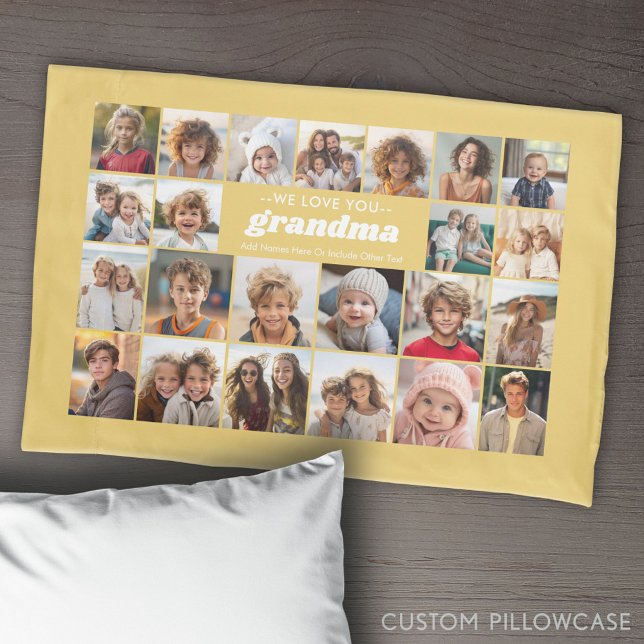 Housse D'oreillers Nous t'aimons grand-mère - 23 Photo Collage (Create Your Own Photo Collage Pillowcase)