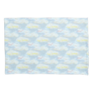 Housse D'oreillers Nuages pastel mignons sur fond bleu clair