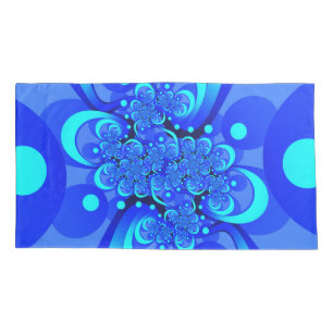 Housse D'oreillers Nuances de bleu Art fractal abstrait moderne