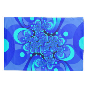 Housse D'oreillers Nuances de bleu Art fractal abstrait moderne