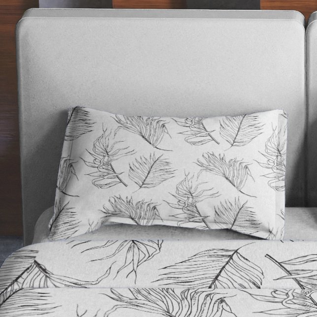 Housse D'oreillers Nuitée Botanique Noir et Blanc Pillowcase (Créateur téléchargé)