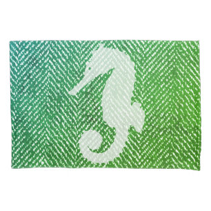 Housse D'oreillers Ocean Hues Herringbone & White Sehorse