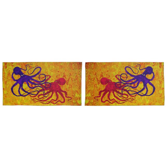 Housse D'oreillers Octopus - Ensemble De Caisses D'Oreiller Roi (devant-Set)