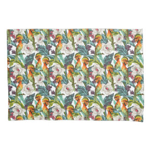 Housse D'oreillers Oiseau et motif de fleur exotique