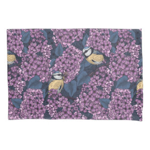Housse D'oreillers Oiseaux dans le jardin violet lilas