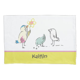Housse D'oreillers Oiseaux mignons Filles Whimsical Pillowcase person