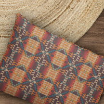 Orange Rouge Brown Turquoise Bleu Mosaïque Tribal 