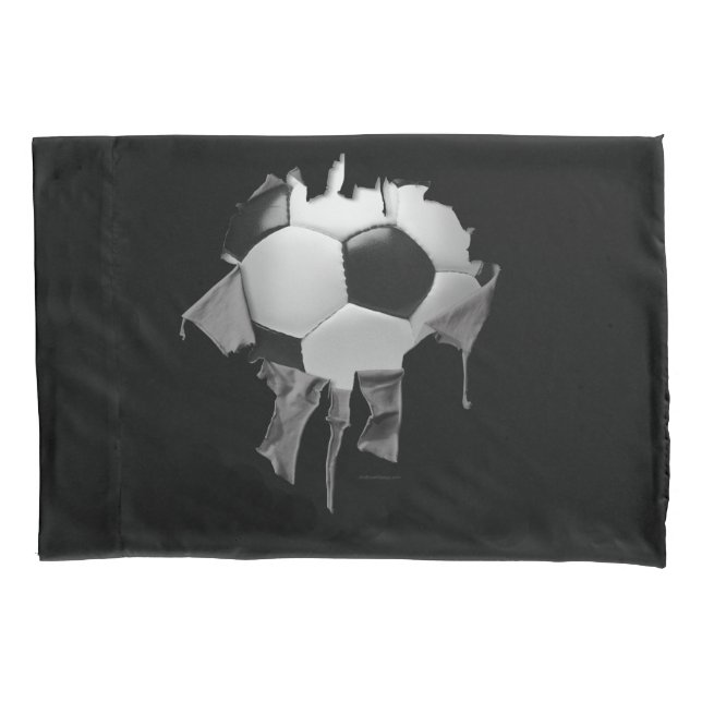 Housse D'oreillers Oreiller noir de soccer déchiré (devant)