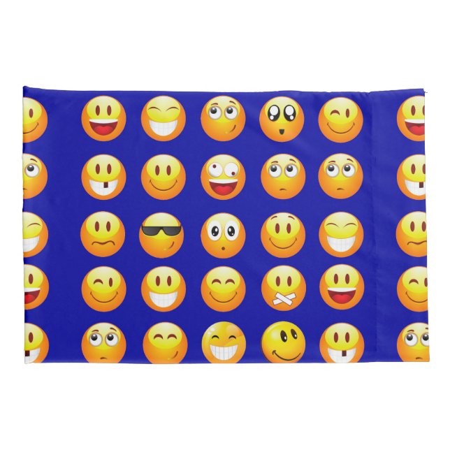 Housse D'oreillers oreillers en bleu foncé emojis coussin coque (Dos-Droit)