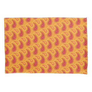Housse D'oreillers Oriental Orange Perse Motif Paisley