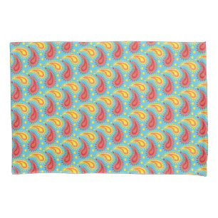 Housse D'oreillers Oriental Turquoise Orange Perse Motif Paisley