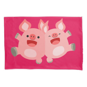Housse D'oreillers OUAIS ! ! Porcs mignons de bande dessinée