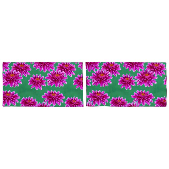 Housse D'oreillers Paire de coques Coussins floraux King (Dos-Set)