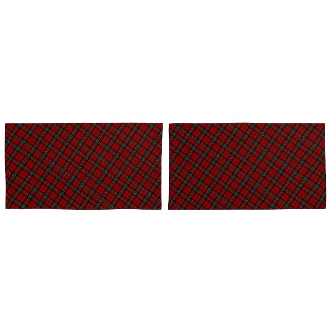Housse D'oreillers Paire De Couvercles De Pillowcase - Tartan Rouge (devant-Set)