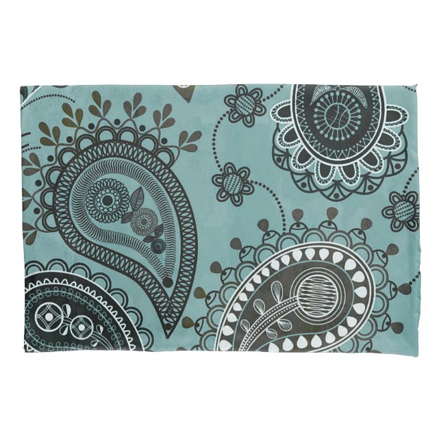 Housse D'oreillers Paisley turquoise foncé (devant)