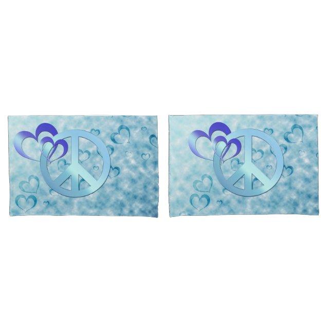 Housse D'oreillers Paix Bleue (devant-Set)