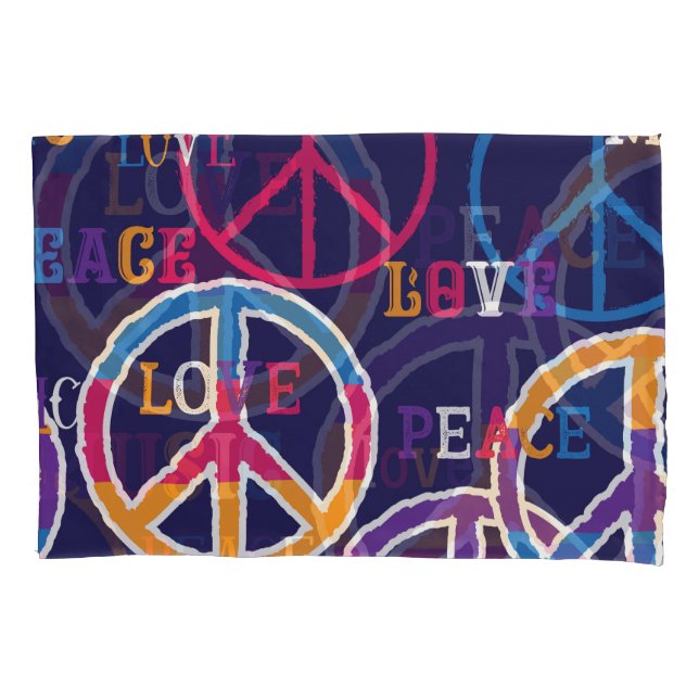 Housse D'oreillers Paix hippie : Conception de symboles vibrants. (devant)
