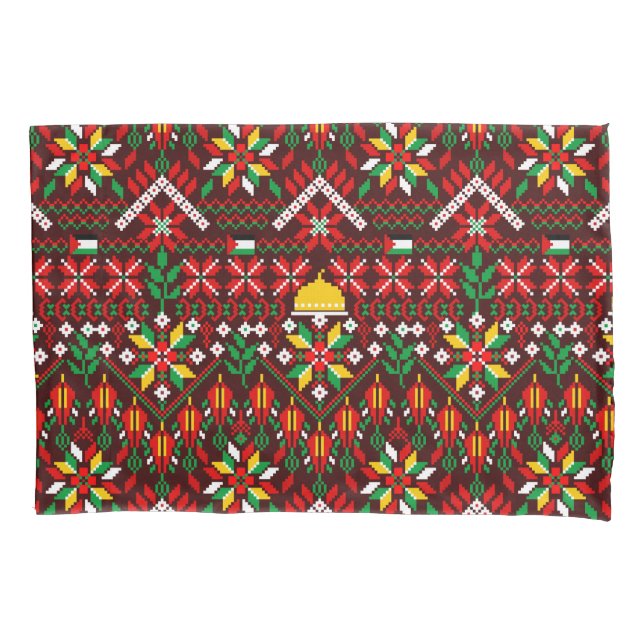 Housse D'oreillers Palestine Tatreez Broderie traditionnelle (devant)