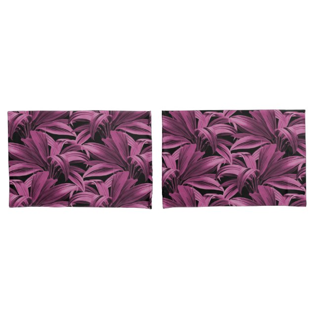 Housse D'oreillers Palme tropicale rose profond (devant-Set)
