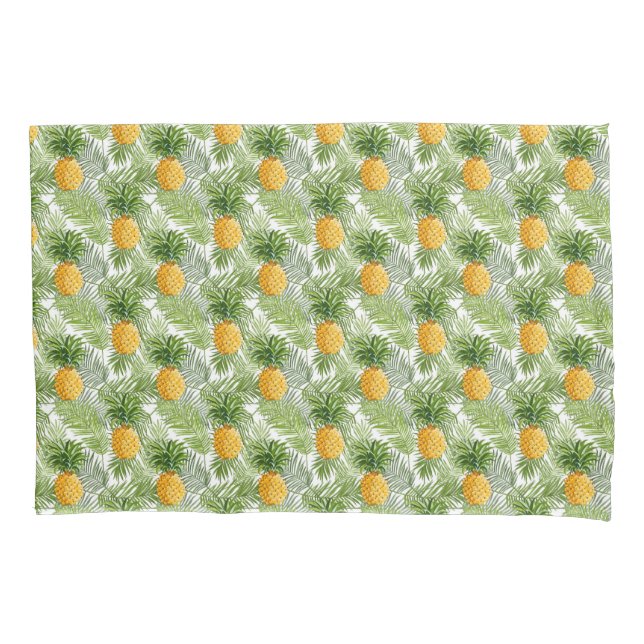 Housse D'oreillers Palmettes et ananas tropicaux (devant-gauche)