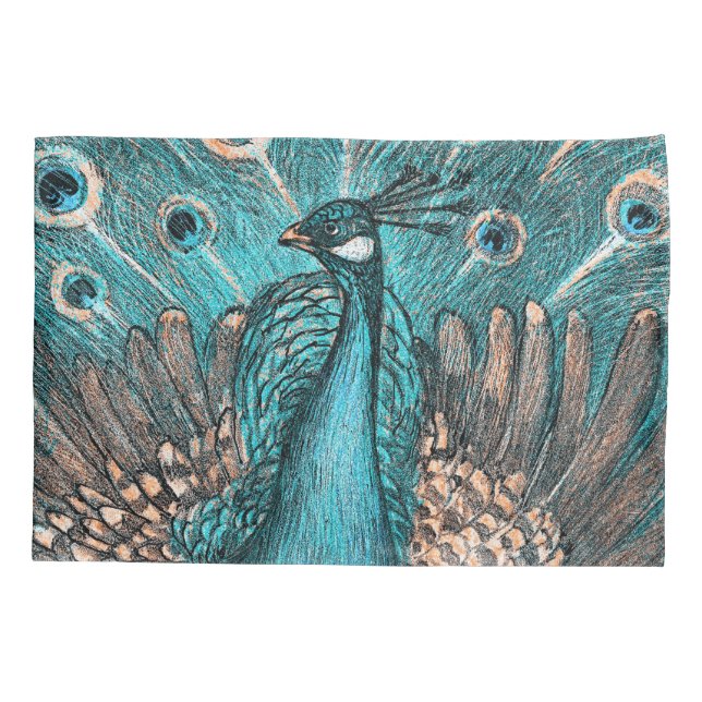 Housse D'oreillers paon bleu (Dos)