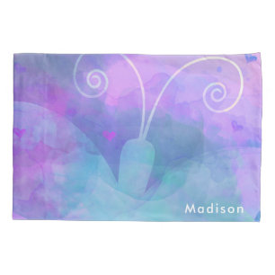 Housse D'oreillers Papillon aquarelle pastel personnalisé sur mesure
