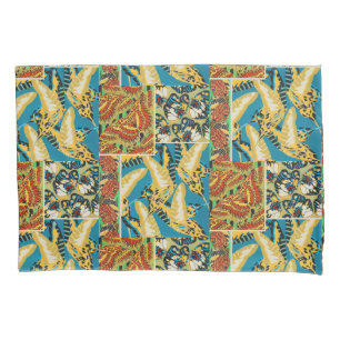 Housse D'oreillers Papillon Art Déco Jaune et Turquoise Vibrants