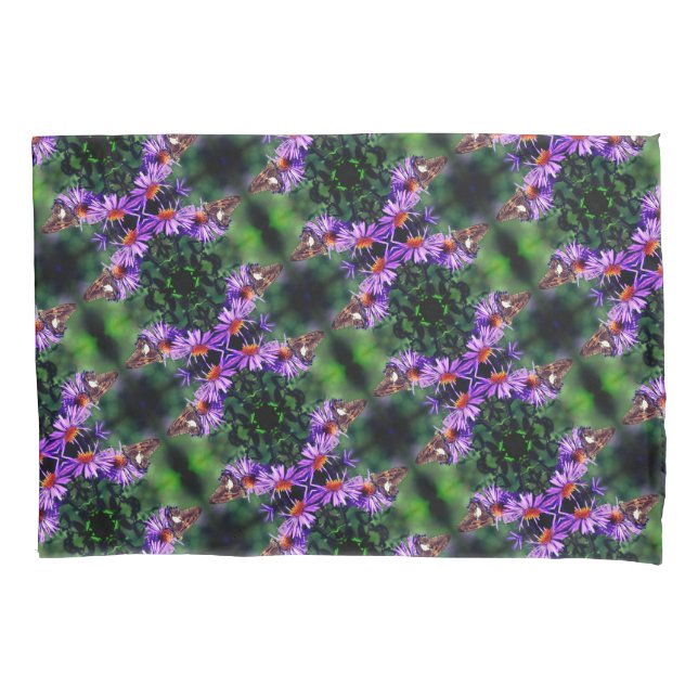 Housse D'oreillers Papillon Lady Peint Sur Aster Flower Abstrait (devant)