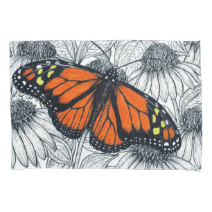 Housse D'oreillers Papillon monarque sur coneflowers