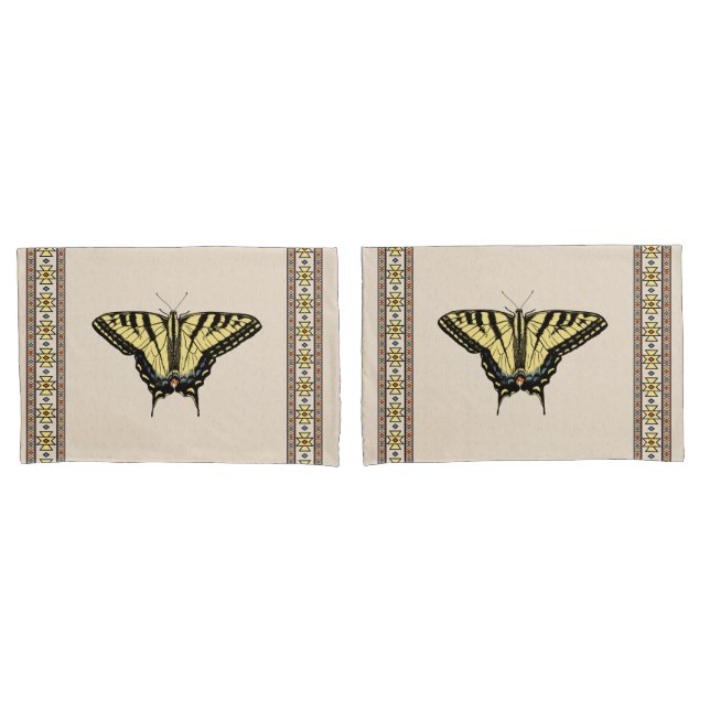 Housse D'oreillers Papillon Southwestern jaune Swallowtail (devant-Set)
