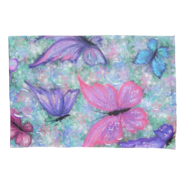 Housse D'oreillers Papillons colorés Flying Coussin Printemps Coque (devant)