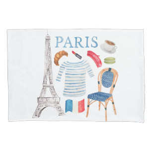 Housse D'oreillers Paris French Watercolor Doodcase