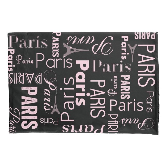 Housse D'oreillers Paris, noir, rose, paris (devant)
