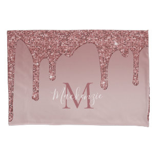 Housse D'oreillers Parties scintillant rose Gold Sparkle Monogramme