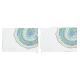 Housse D'oreillers Pastel Aqua et Purple Agate Motif
