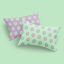 Housse D'oreillers Pastel Green Purple Girl Reversable Flower Print