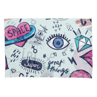 Housse D'oreillers Patch de mode : Stickers Pop Art.