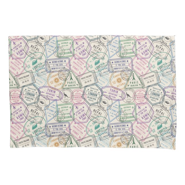Housse D'oreillers Patterson de Travel Stamp (devant)