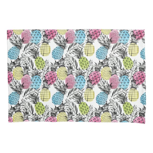 Housse D'oreillers Paumes de grunge d'ananas (devant-gauche)