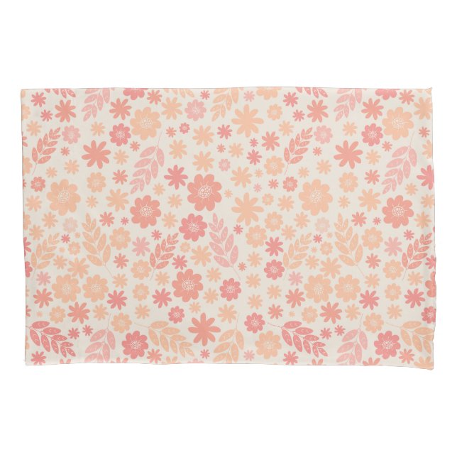 Housse D'oreillers Peach Airy Fleur sauvage Meadow Motif (devant)