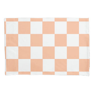 Housse D'oreillers Peach Fuzz À damiers En vichy Motif