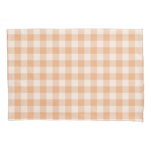 Housse D'oreillers Peach White À damiers En vichy Motif