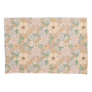 Housse D'oreillers Pêcher Orange rose gris floral