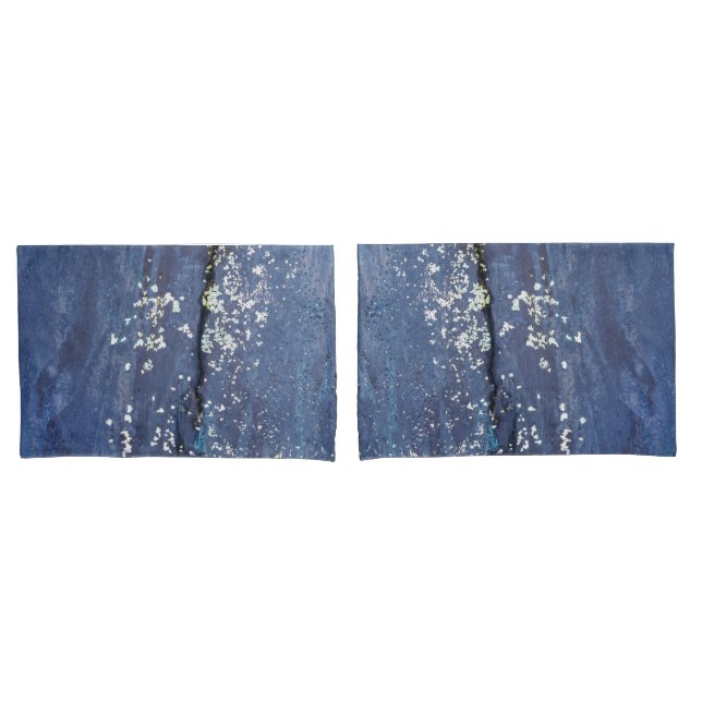 Housse D'oreillers Peinture bleue patinée Abstraite (devant-Set)