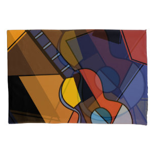 Housse D'oreillers Peinture de surréalisme de guitare cubiste.