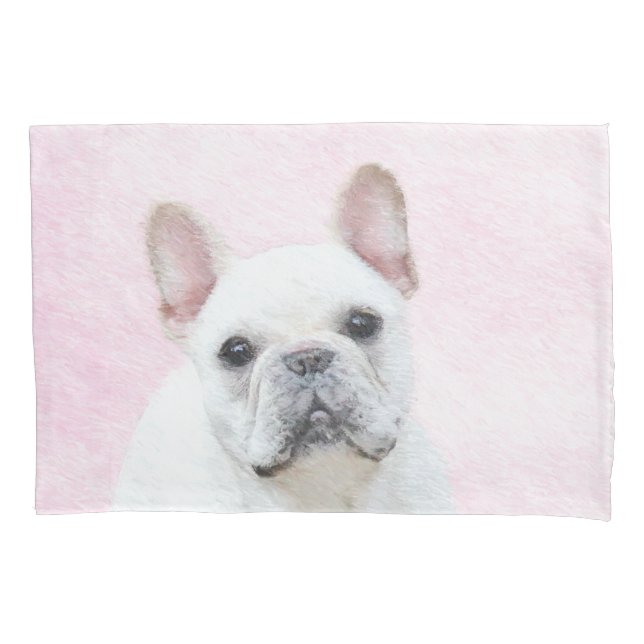 Housse D'oreillers Peinture française de Bulldog (Crème/Blanc) - Art  (devant)