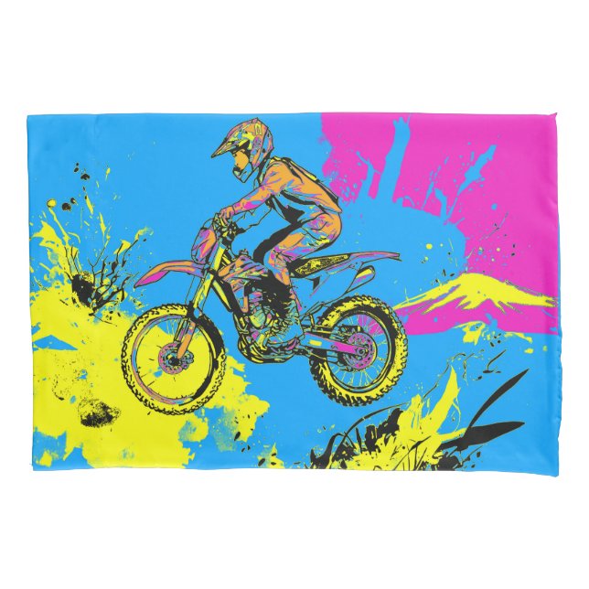 Housse D'oreillers Peinture - Motocross Rider (devant)
